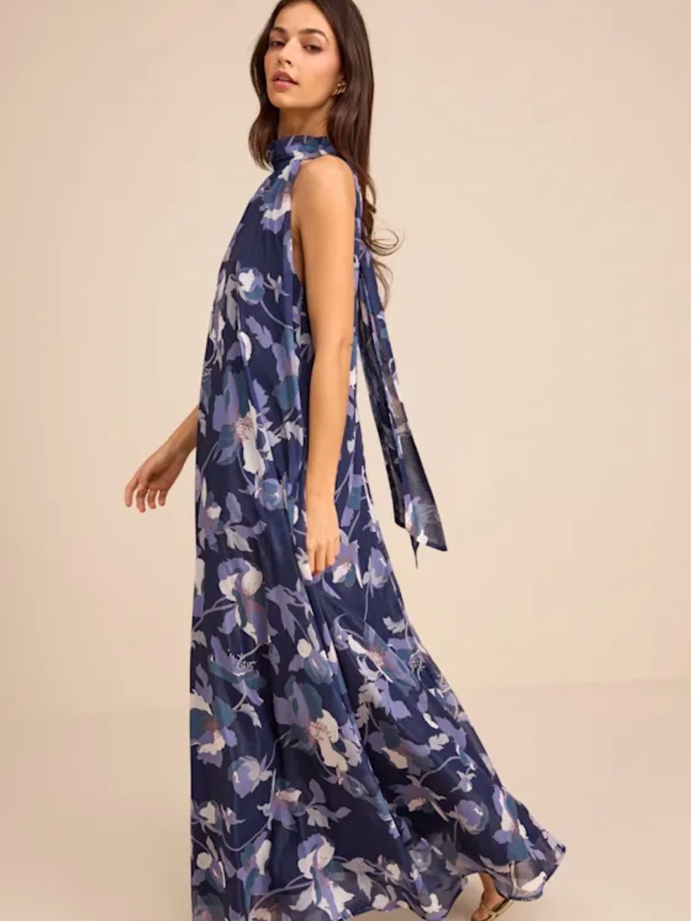 Lulus Sanza Navy Halter Dress